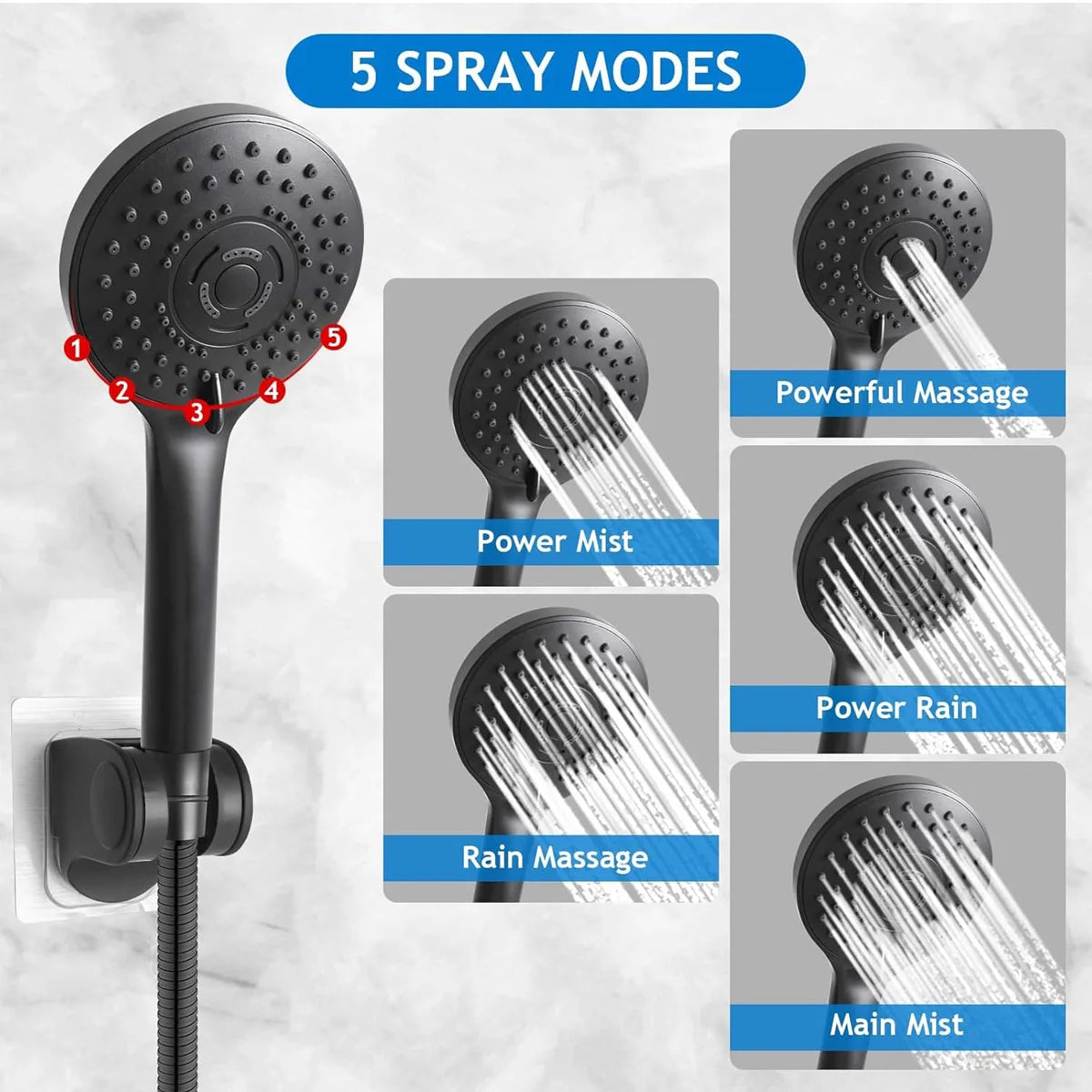 High Pressure Rain Shower Head Combo